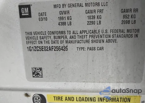 2010 Chevrolet Malibu Lt из США, поврежденный, VIN 1G1ZC5E02AF256426